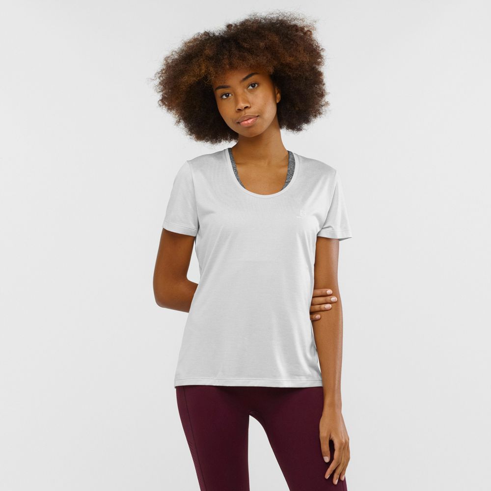 Salomon Singapore Womens T-shirts - AGILE White | 36974-EGYA